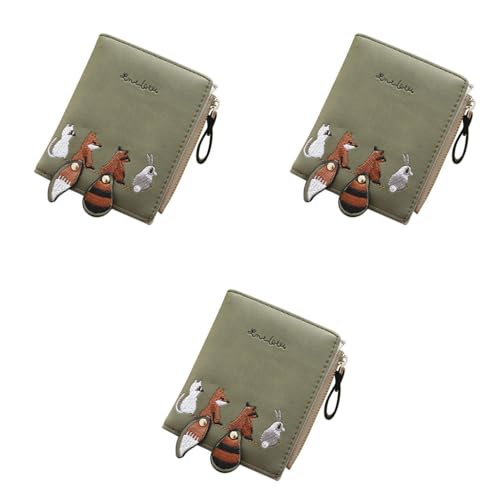 PALAY® Leather Wallets for Women Stylish Cute Mini Animals Embroidery Short Card Holder Billfold Purse Gift Girls Green 3 PCS PALAY® Leather Wallets for Women Stylish Cute Mini Animals Embroidery Short Card Holder Billfold Purse Gift Girls Green 3 PCS
